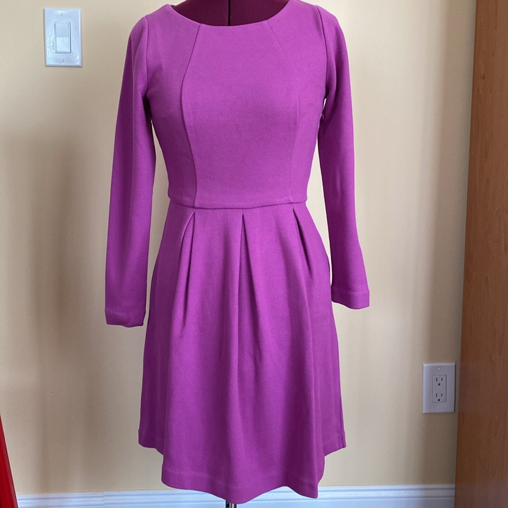 BODEN TEXTURED COTTON BLEND ORCHID LINDSEY PONTE DRESS WH718 - US 4
